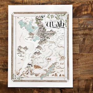 Carte de l'Utah - carte fantastique dessinée à la main de l'Utah - impression 11 x 14 ou 16 x 20