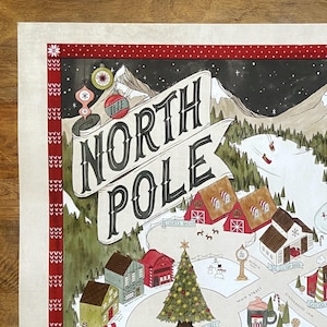 Carte du pôle Nord - carte fantastique illustrée dessinée à la main du pôle Nord du père Noël - impression 11 x 14 ou impression 16 x 20 art de Noël