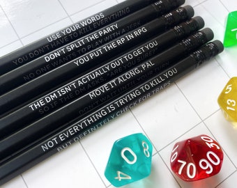 Metagaming Pencils set of 6 - Great for D&D, RPG, and more!