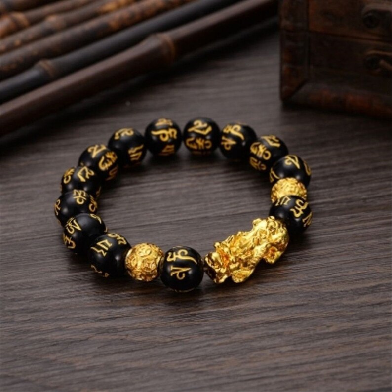 Feng Shui Amulet Bracelet Prosperity 12mm Mantra Bead Bracelet Etsy