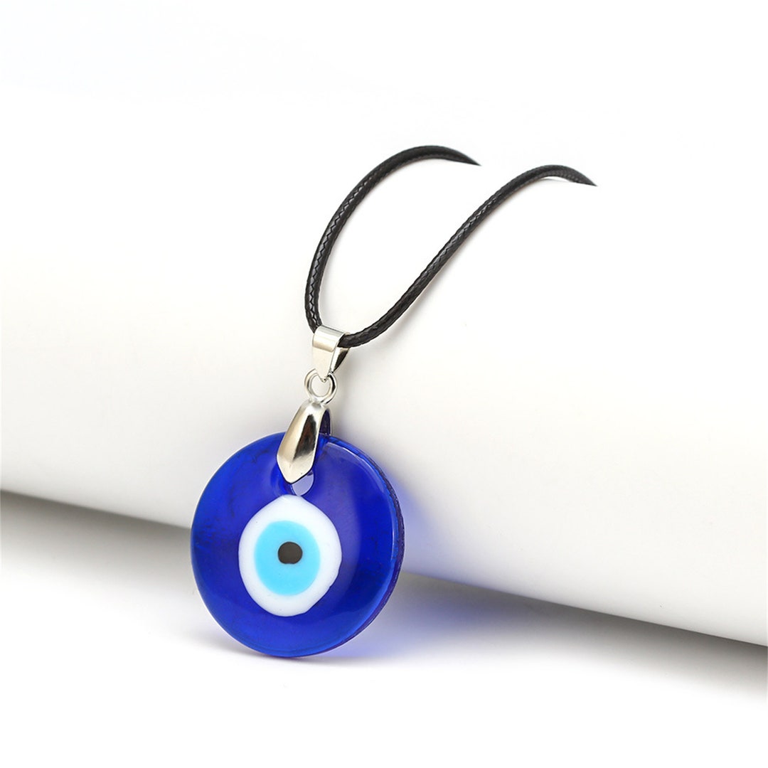 Evil Eye Necklaceblue Turkish Glass Leather Rope Evil Eye - Etsy