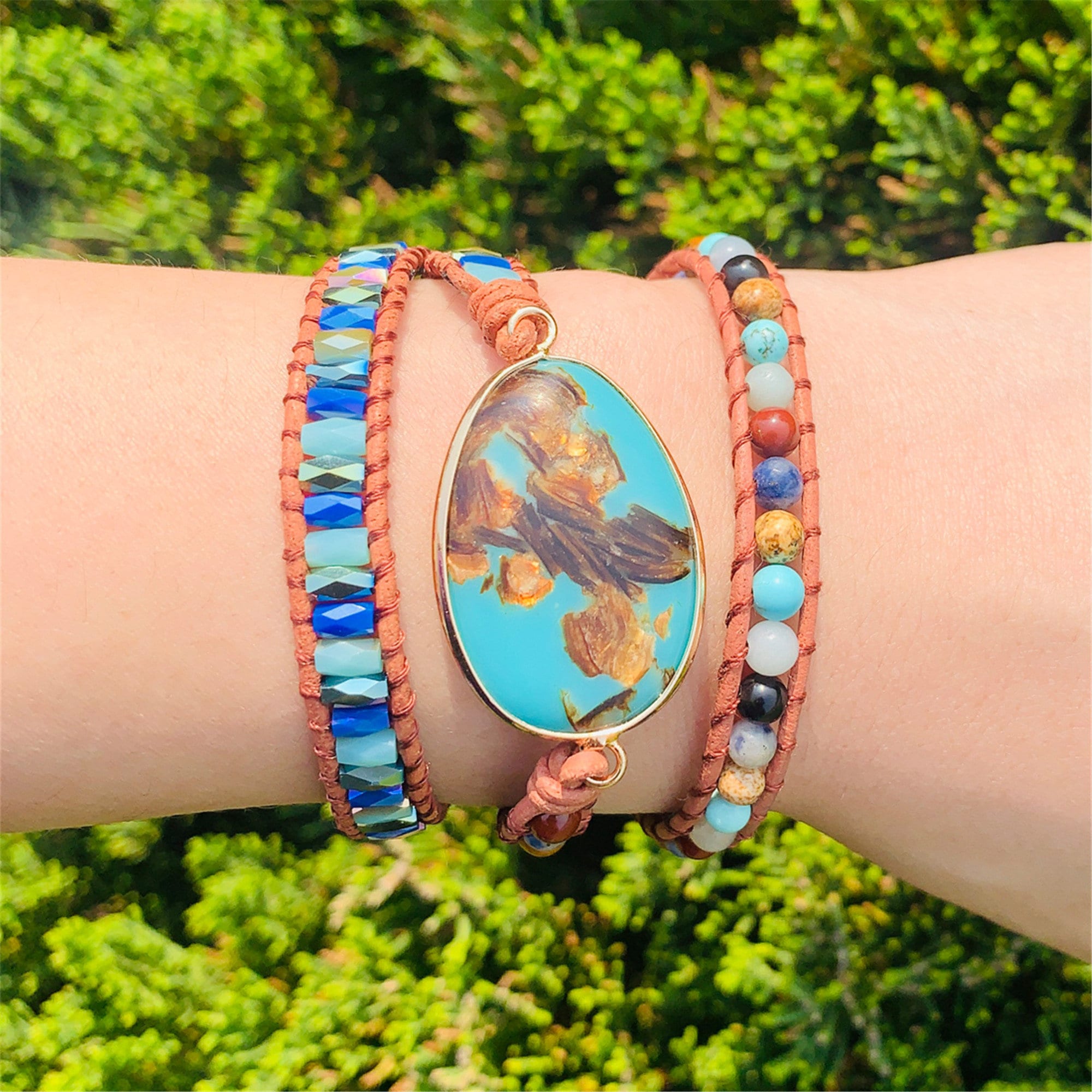 Leather Bracelet Turquoise Wrap Bracelet Turquoise Bracelet Etsy