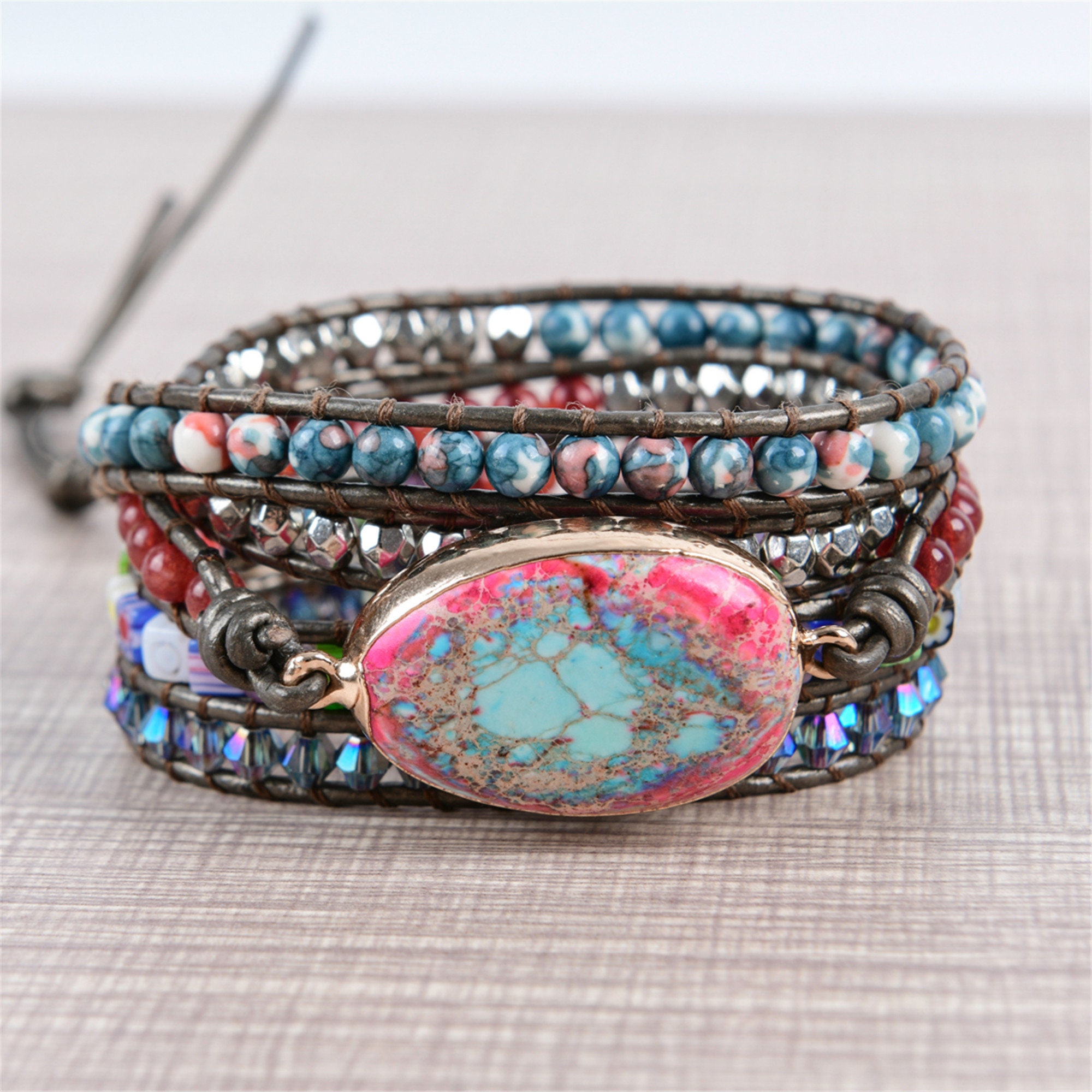 Natural Stone Jasper Beads Bracelet-Healing Gemstone | Etsy