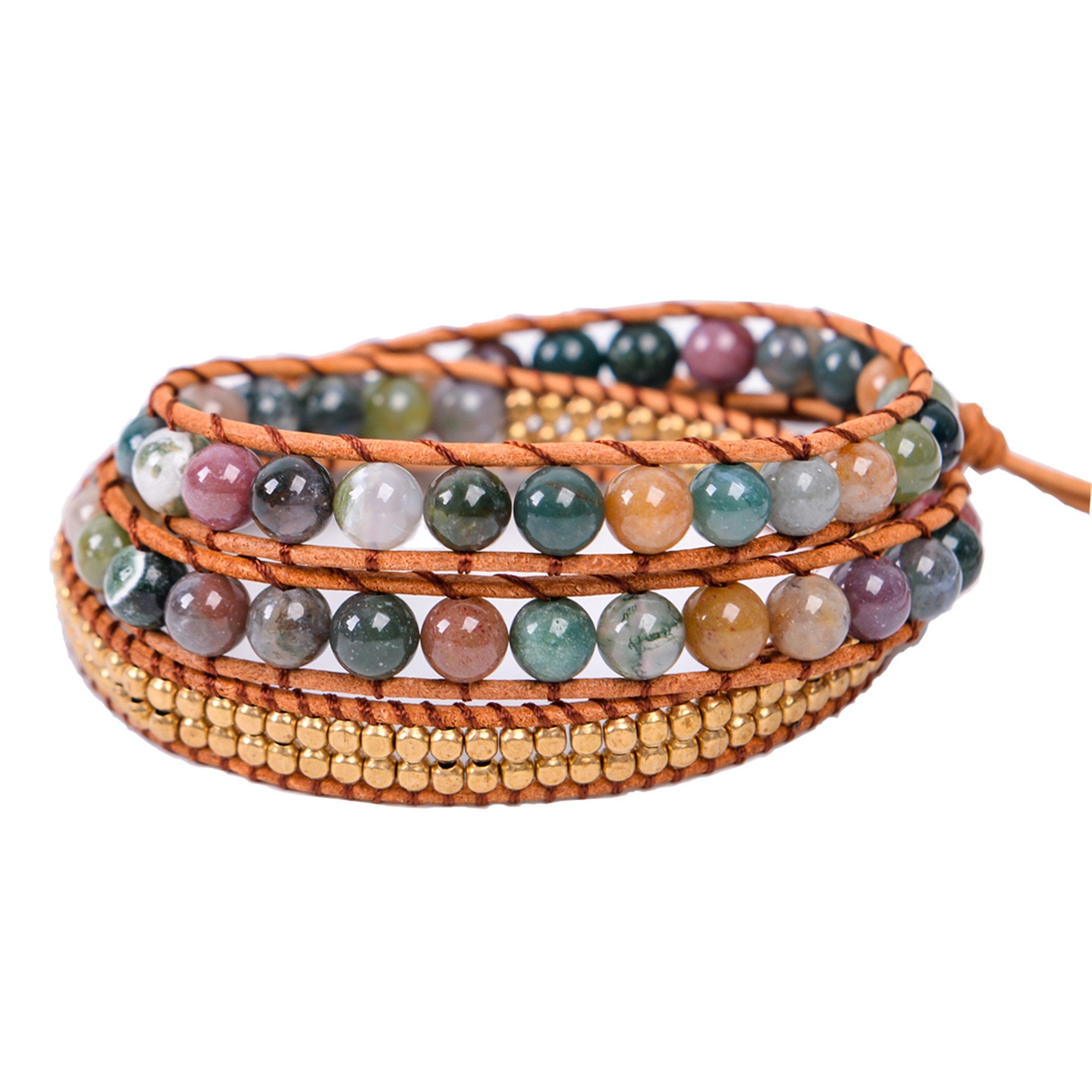 Triple Leather Wrap Bracelet for Women Fancy Stone Handmade | Etsy
