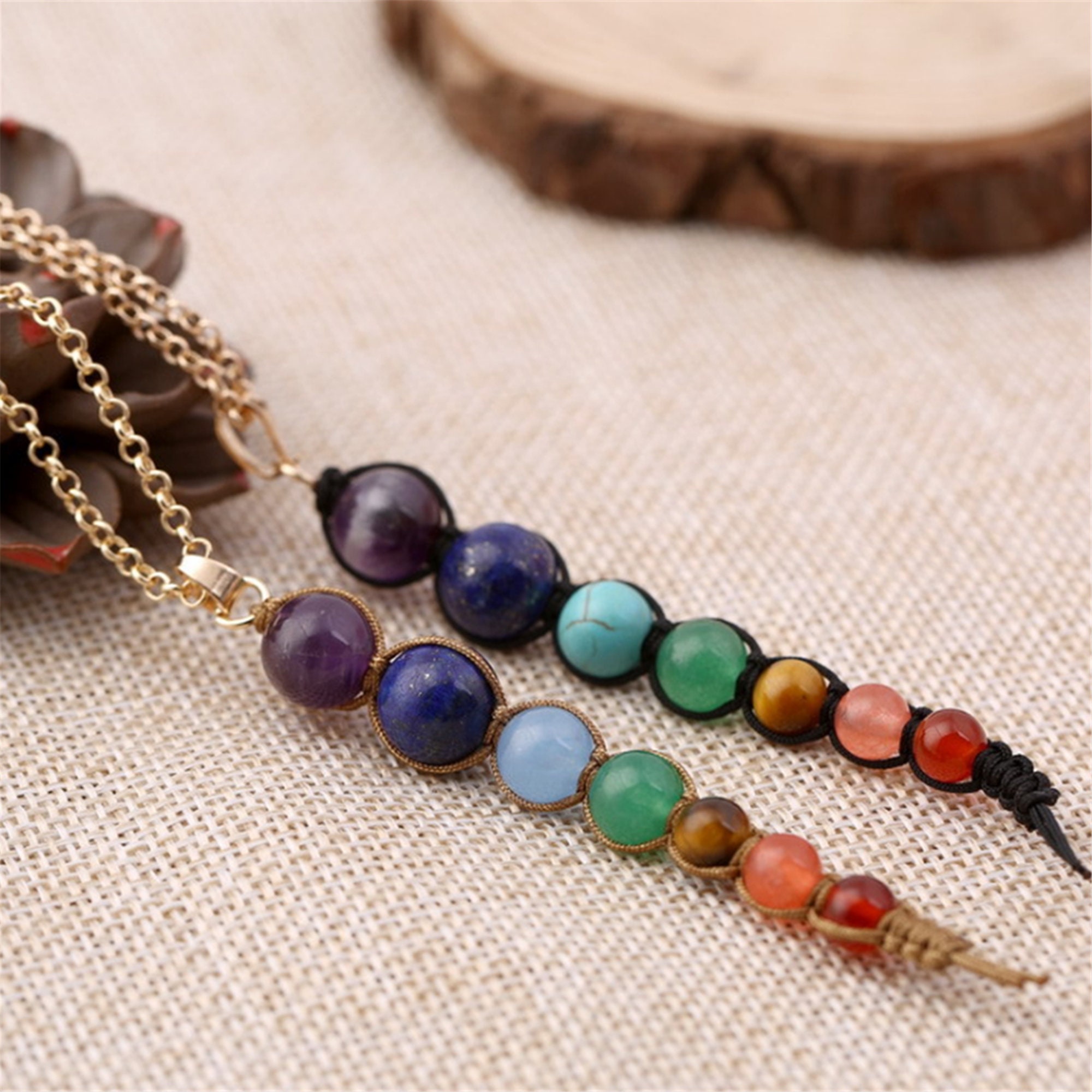 7 Chakra Necklace Gemstone Necklace Crystal Necklace Etsy