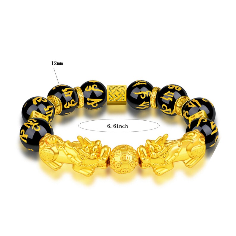 Feng Shui Amulet Bracelet Prosperity 12mm Mantra Bead Bracelet Etsy