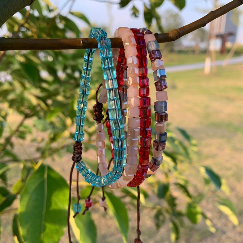 Personalized Beaded Stretch Bracelets 4pcs/set Etsy