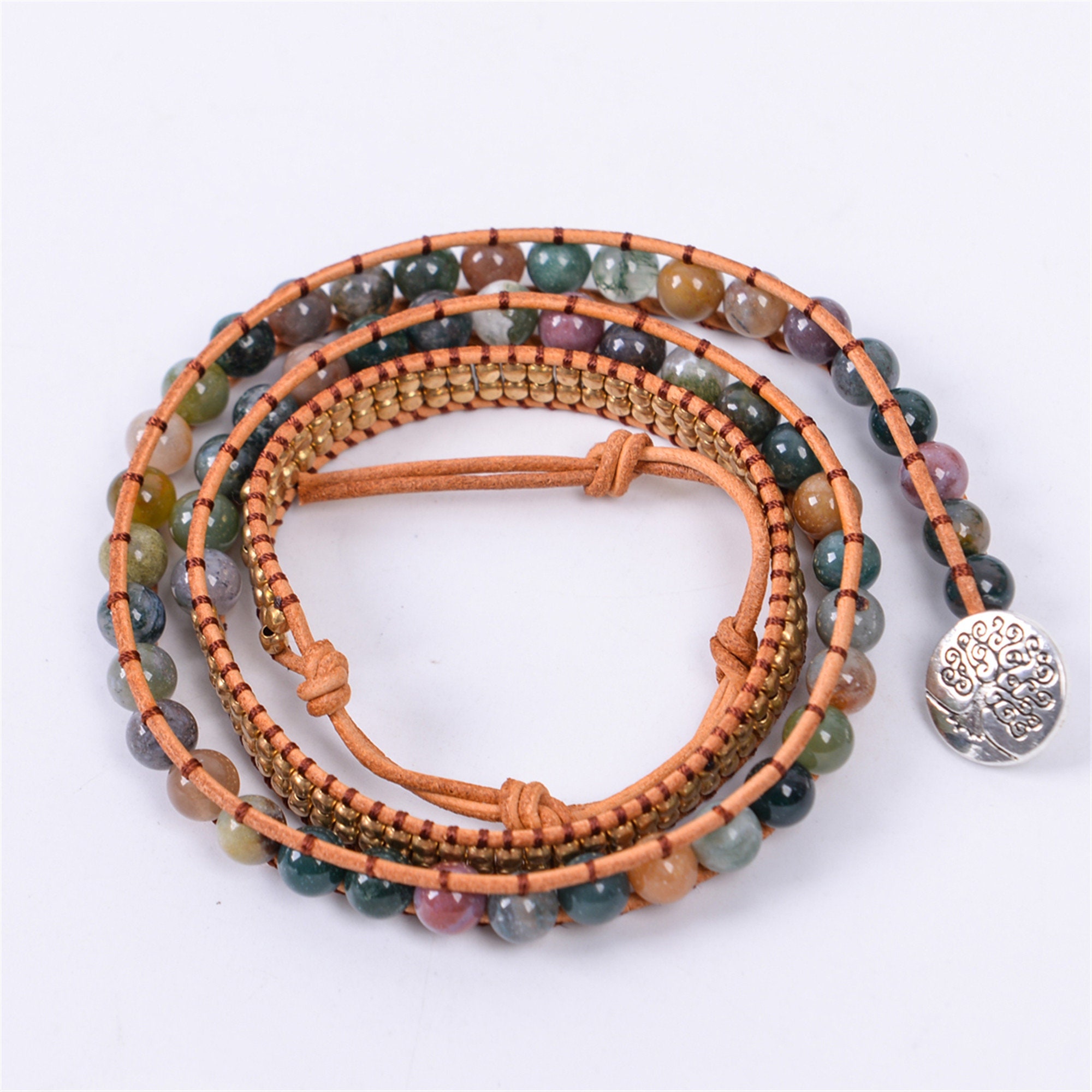 Triple Leather Wrap Bracelet for Women Fancy Stone Handmade | Etsy