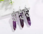 Flower Wrapped Crystal Point Pendant Necklace Reiki Healing Crystals Stone Necklaces Gemstone Quartz Jewelry for Women
