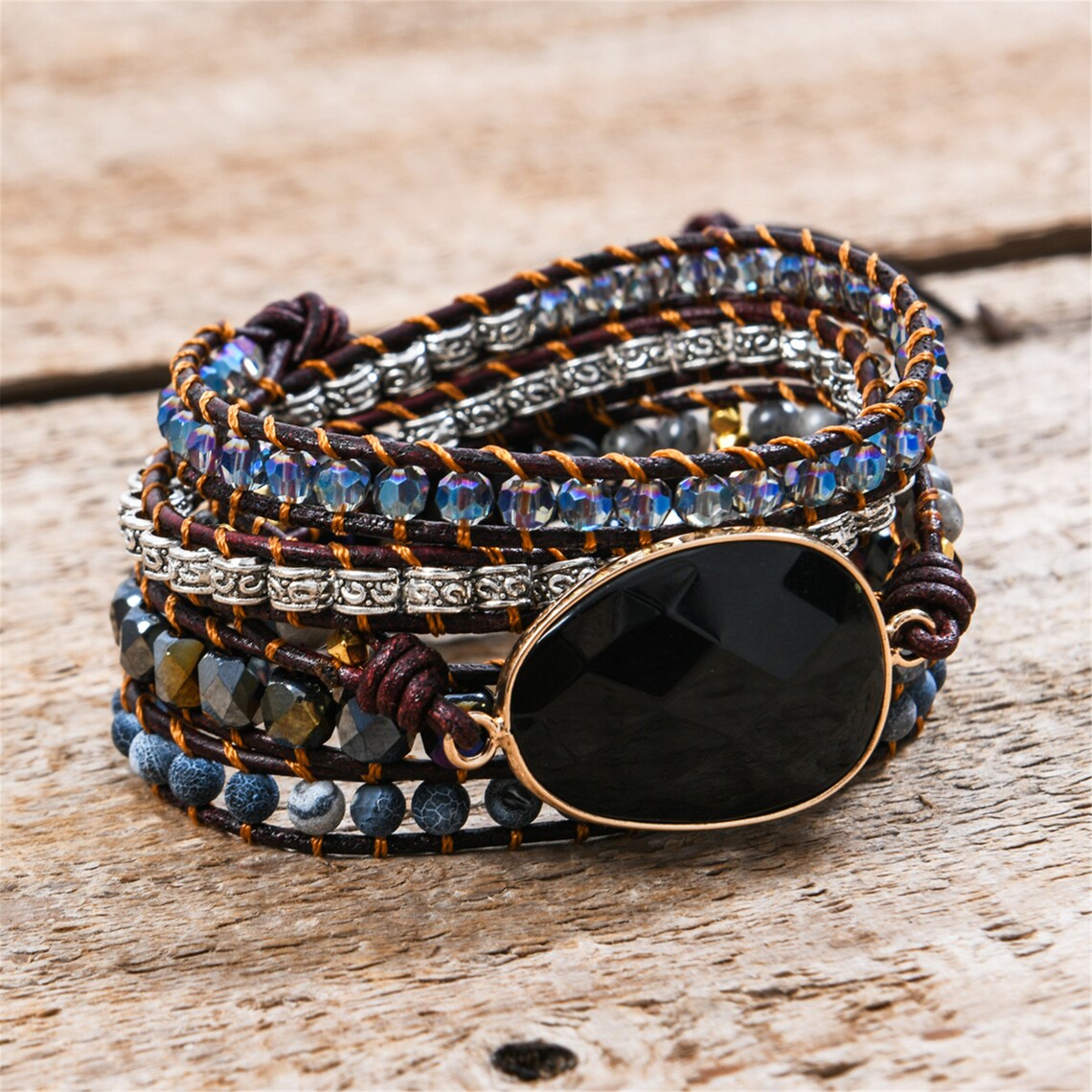 Black Onyx Stone Bracelethealing Gemstone Braceletmeditation Etsy