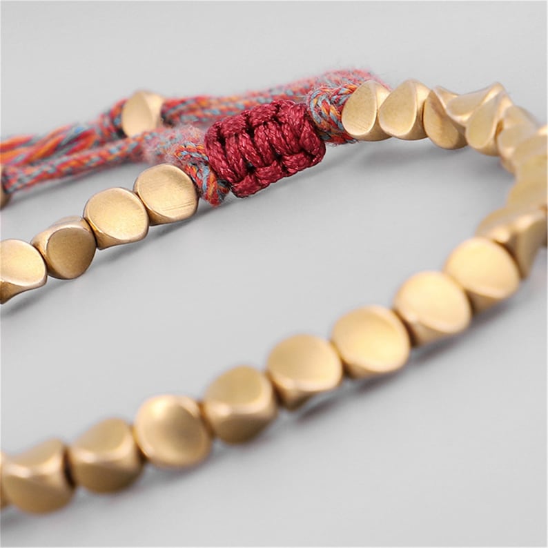 Tibetan Copper Bead Bracelet Handmade Lucky Rope Bracelet - Etsy