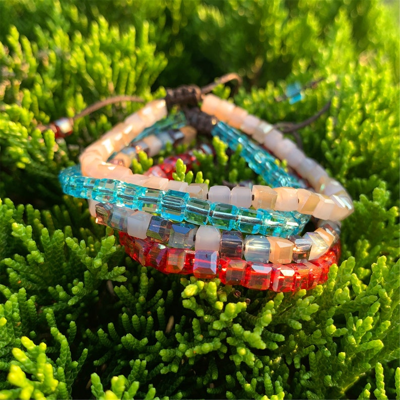 Personalized Beaded Stretch Bracelets 4pcs/set Etsy