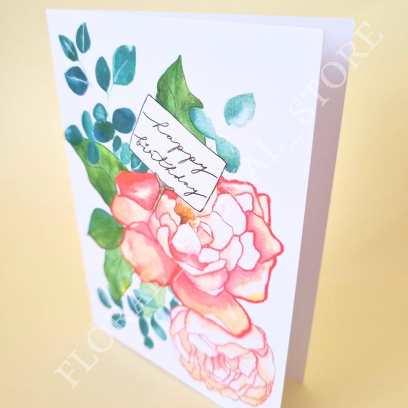 Happy Birthday GREETING CARD - Peonies - Etsy