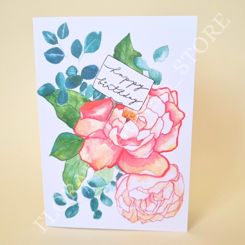 Happy Birthday GREETING CARD - Peonies - Etsy