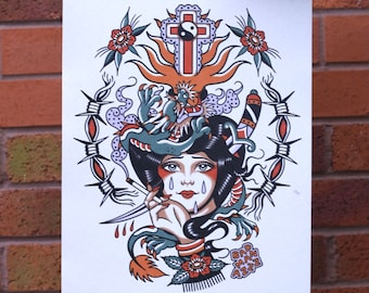 Tattoo Mash Up A3/A4 Traditional Tattoo Flash Print