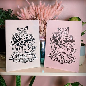 Impresión A4 del tatuaje tradicional "Aguanta el gato"