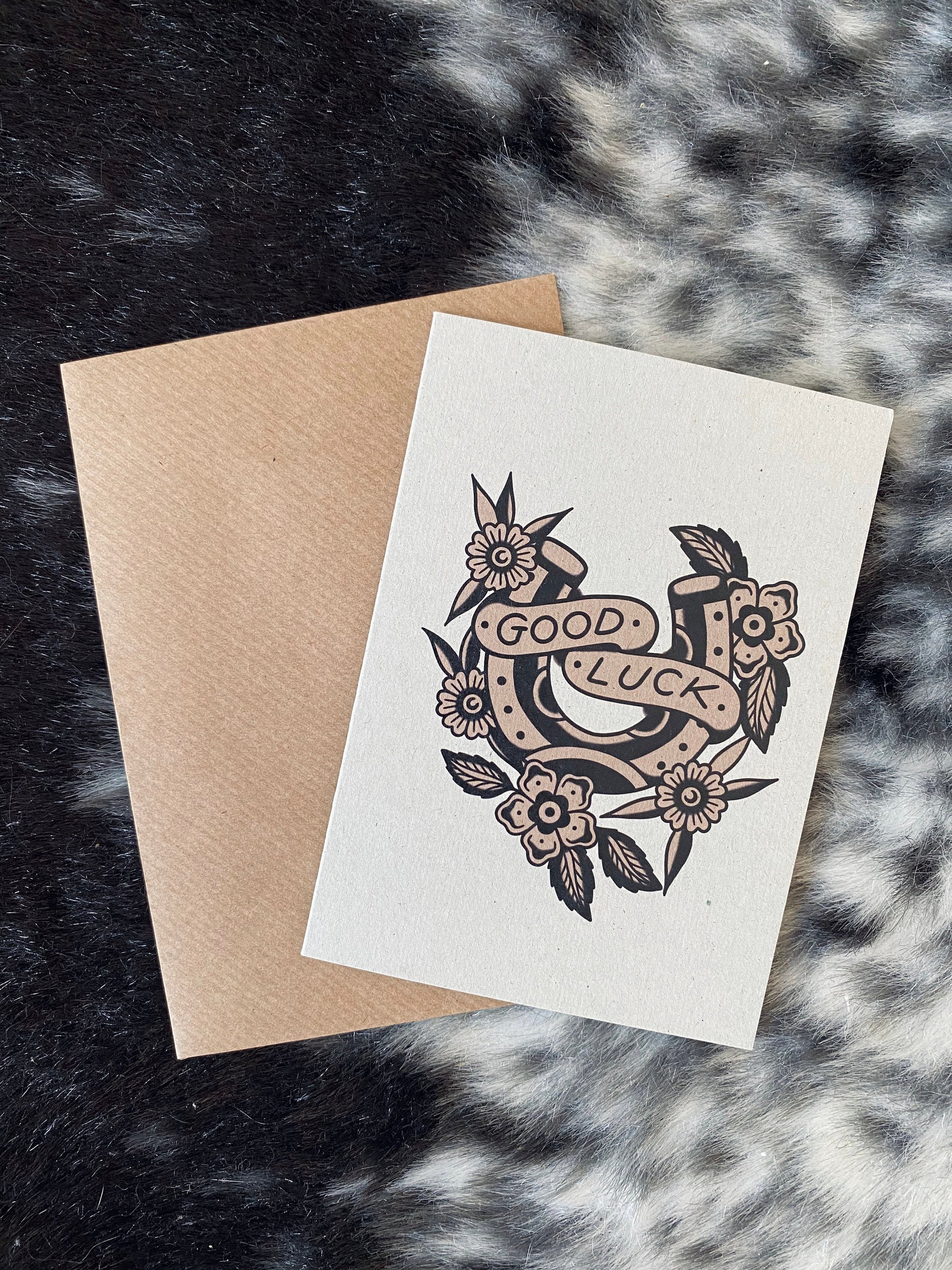 Good Luck Traditional Tattoo Greeting Card - Etsy New Zealand
