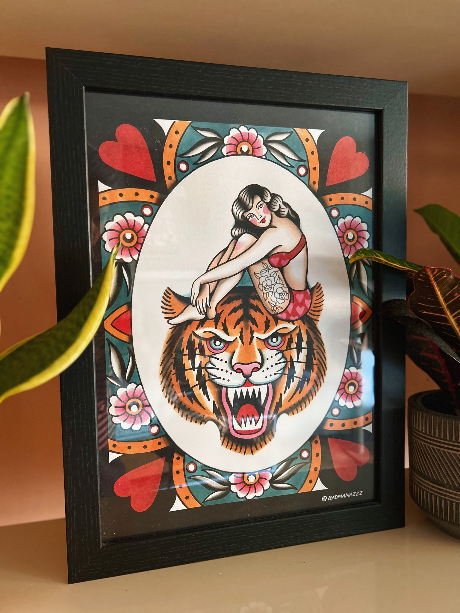 Tiger Queen A3 Traditional Tattoo Flash Print