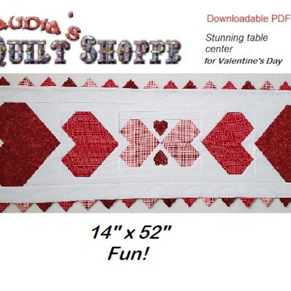 Hearts Table Runner - Downloadable PDF