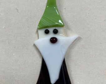 Christmas gnome / elf fused glass suncatcher / Christmas ornament