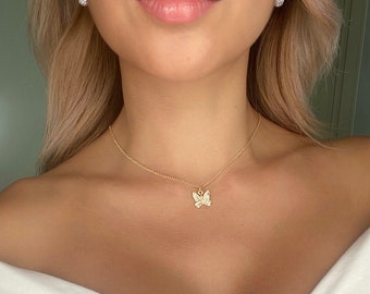 Butterfly Necklace,Butterfly Choker,Gold Butterfly Necklace,Silver Butterfly Necklace,Dainty Necklace,Dainty Choker,Butterfly Pendant Choker