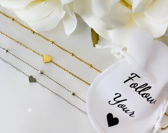 FollowYourHeart,Dainty Heart Necklace,Heart Charm Necklace,Dainty Necklace,Tiny Heart Necklace,Heart Pendant Choker,Delicate Heart Necklace