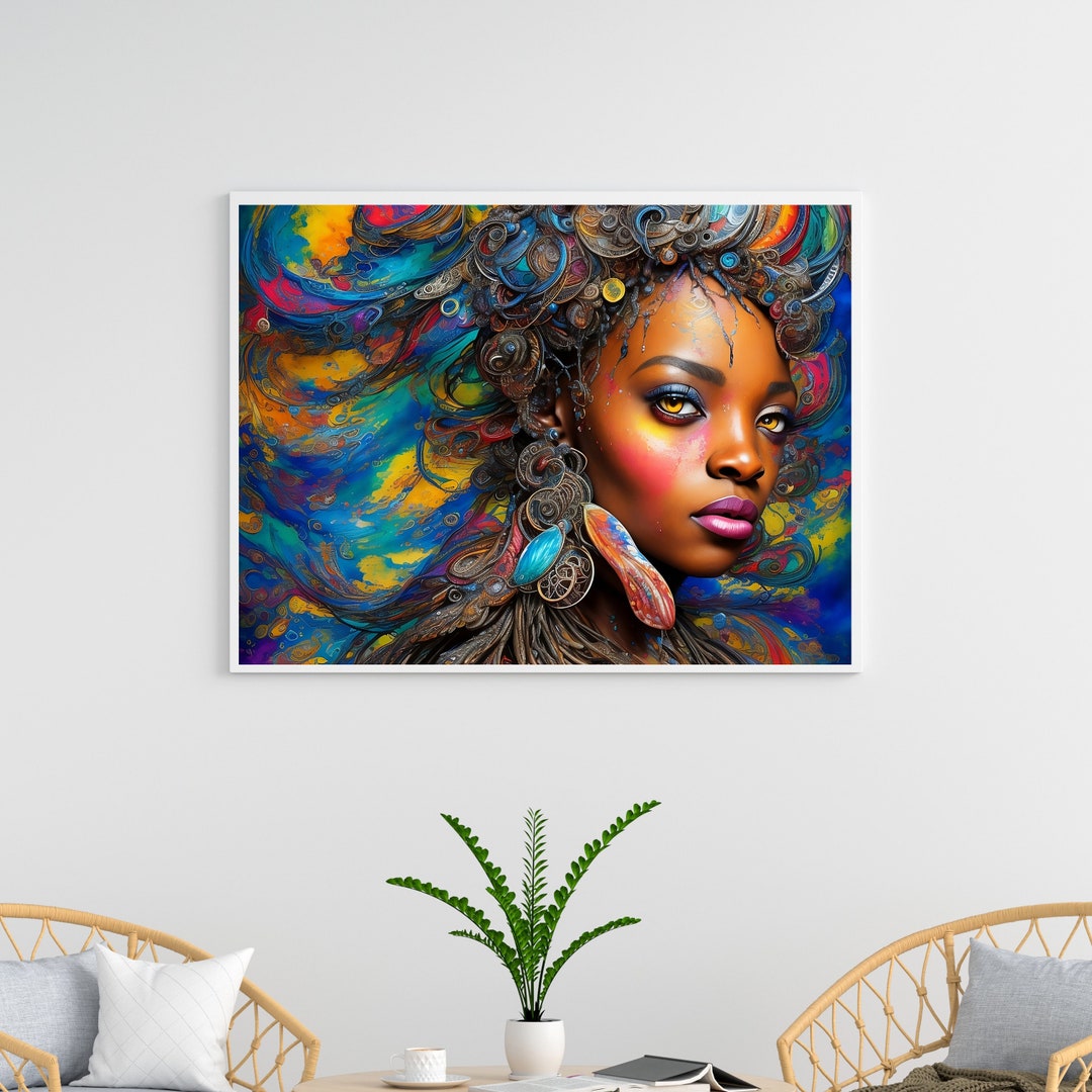 Black Woman Art Digital Download, African American Art, Black Art Print