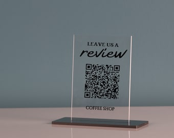 Personalisiertes Geschäft QR-Code-Zeichen Acrylplakette, Google-Rezensionen - fördern Sie Kundenbindung mit Stil