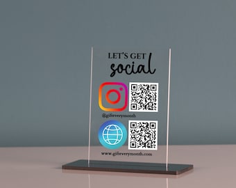 Benutzerdefinierte Acryl QR Code Geschäft Schild: Social Media, Zahlung, Trinkgeld