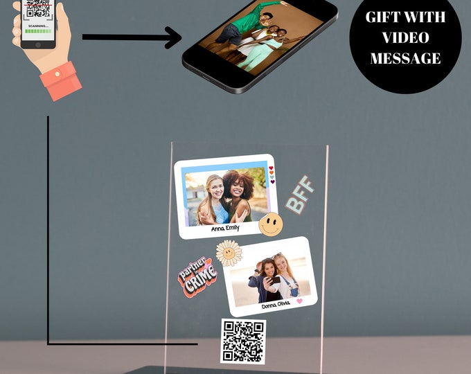 Personalized Best Friend Memories Acrylic Display with QR Video Message - Gift For Bestie Video Memory