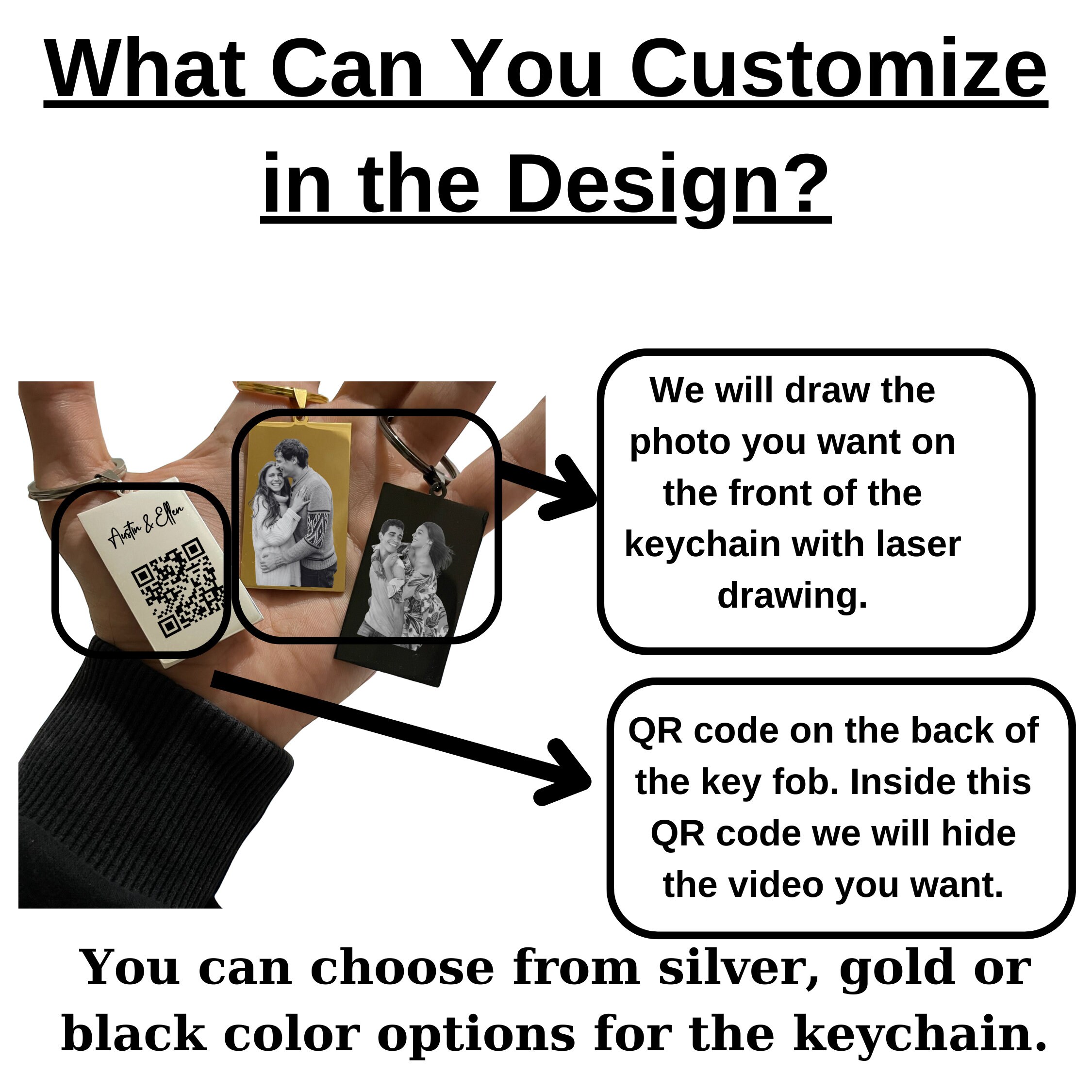 Personalized Photo Keychain With Secret Video Message, Keyring Gift ...