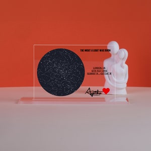 Impression acrylique personnalisée de carte des étoiles de naissance - Une célébration personnalisée du ciel nocturne, cadeau d'anniversaire pour couple