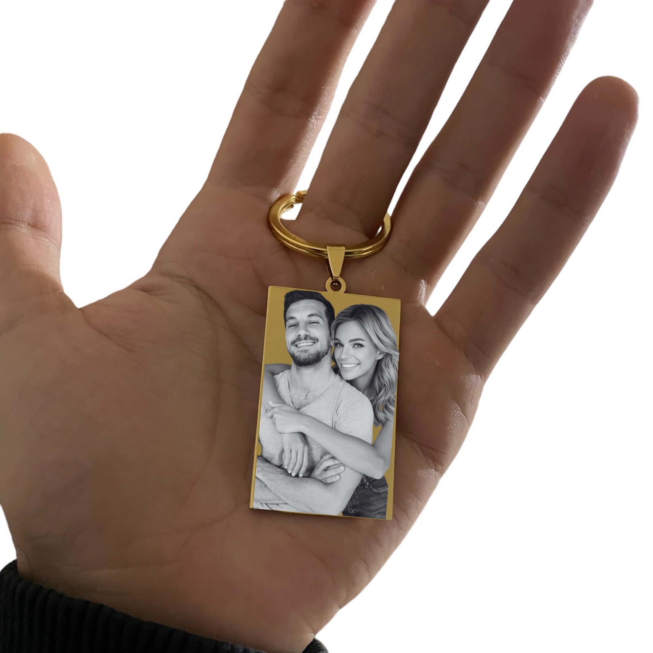 Personalized Photo Keychain With Secret Video Message, Keyring Gift ...