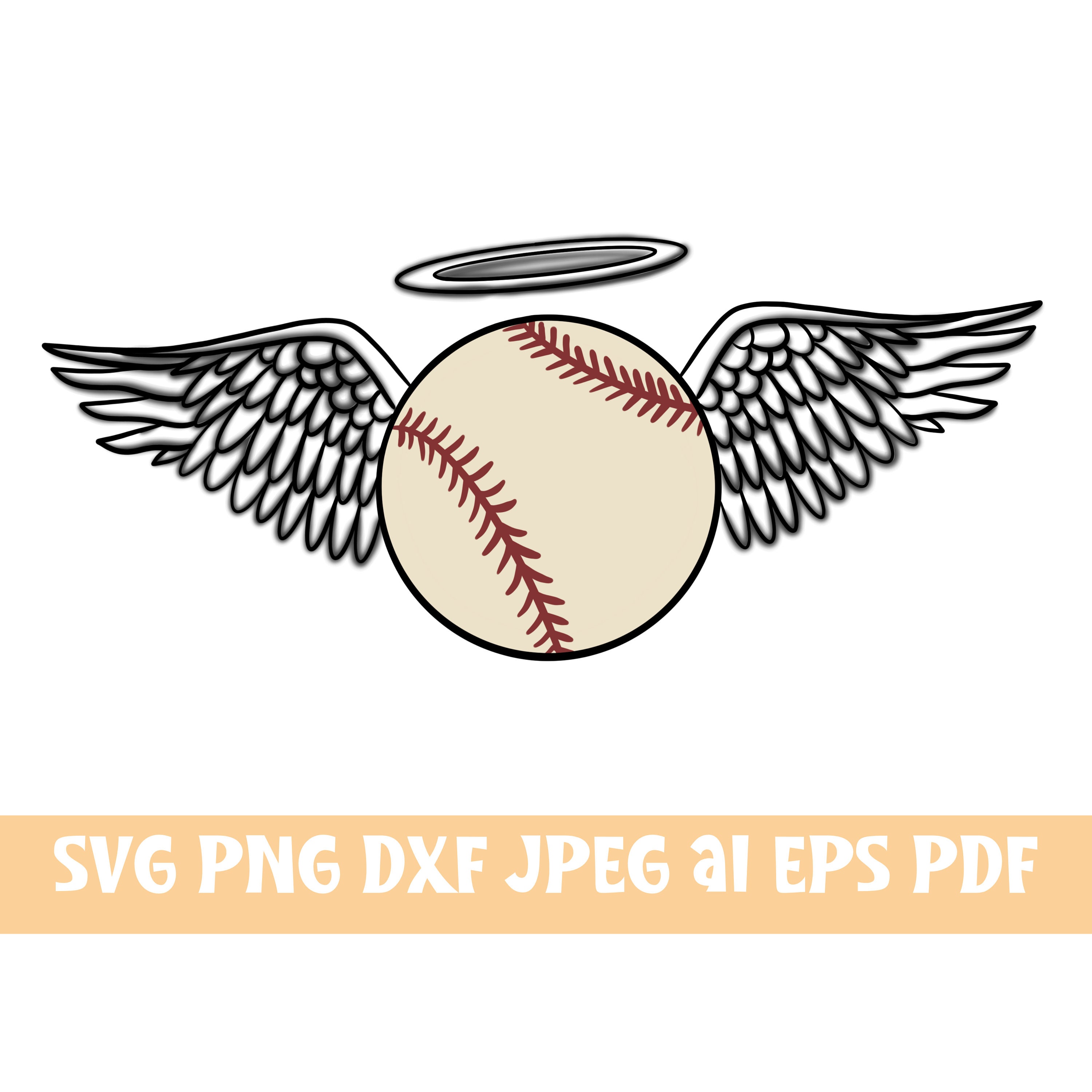 Softball Png Angel Wing Softball Svg Baseball Cut File Etsy