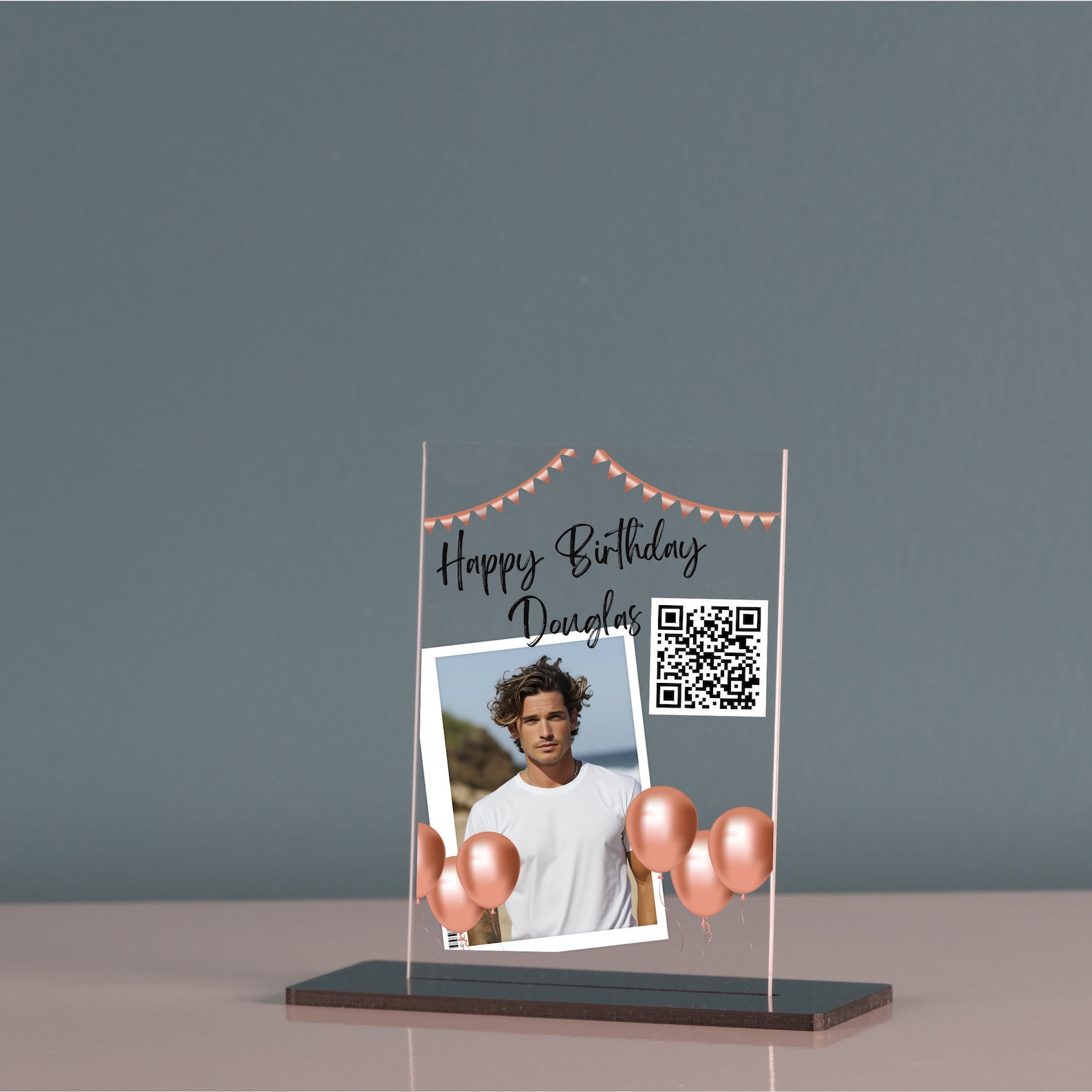 Birthday QR Code Acrylic Plaque Custom Photo & Video Message ...