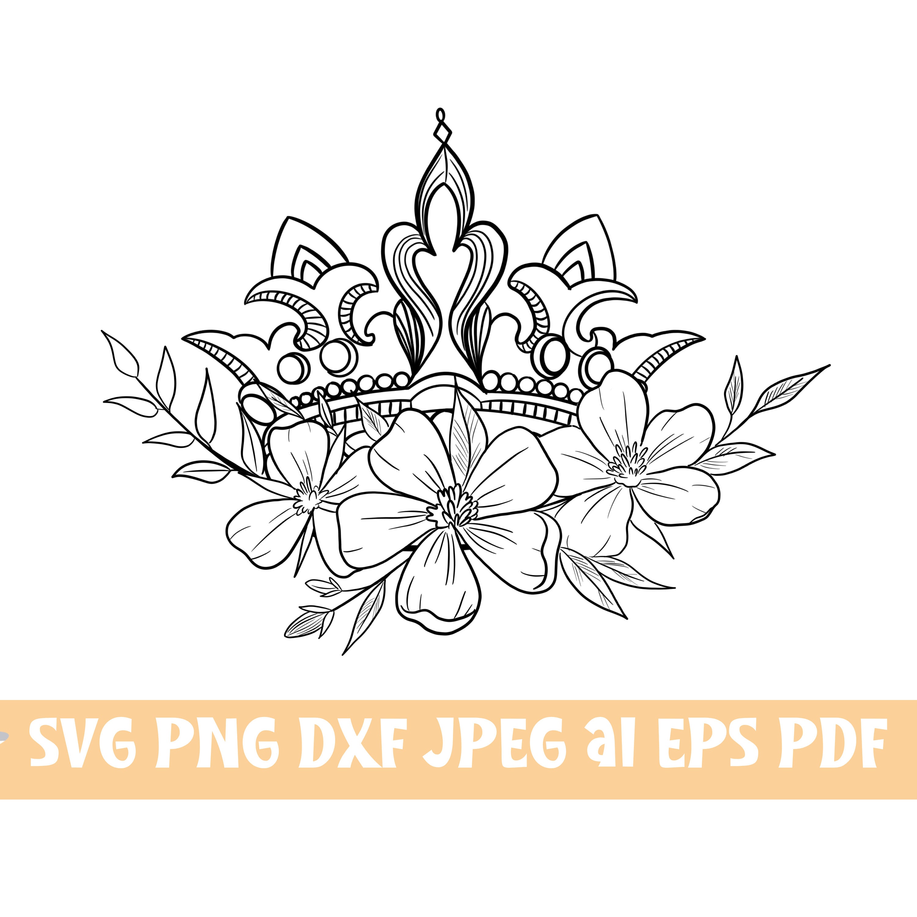 Princess Crown Svg Queen Crown Svg Crown Decorated With Etsy