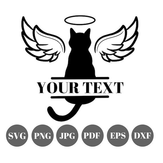 Cat Loss Svg File Lost Pet Cat Memorial Design Angel Wings Etsy