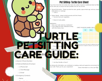 Turtle Pet Sitting Care Sheet: Vacation Instructions (PDF)