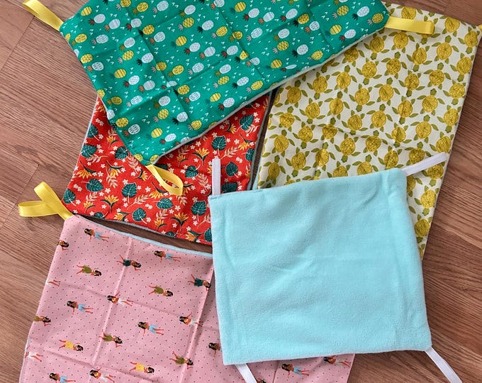 Reversible Fleece Cage Liner Set: Small Animal Hammock, "Summer Vibes" 17x10