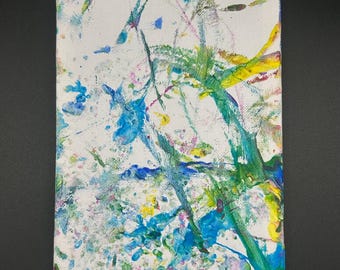 Paw Painting By Rat 5x7 Canvas - rat artwork, animal art, paw prints, rat painting, gift idea