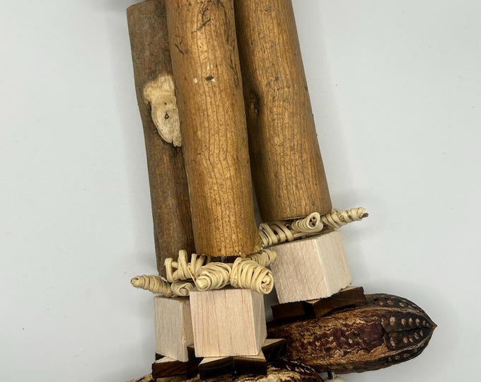 Handmade Sola Wood Small Animal Toy: Rat Enrichment with Stainless Steel Skewer