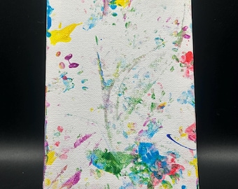 Paw Painting By Rat 6x4 Canvas - rat artwork, animal art, paw prints, rat painting, gift idea