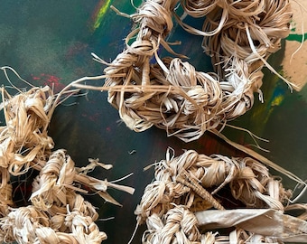 Handmade Raffia Rings for Small Animals: Enrichment Toy (Set of 5)