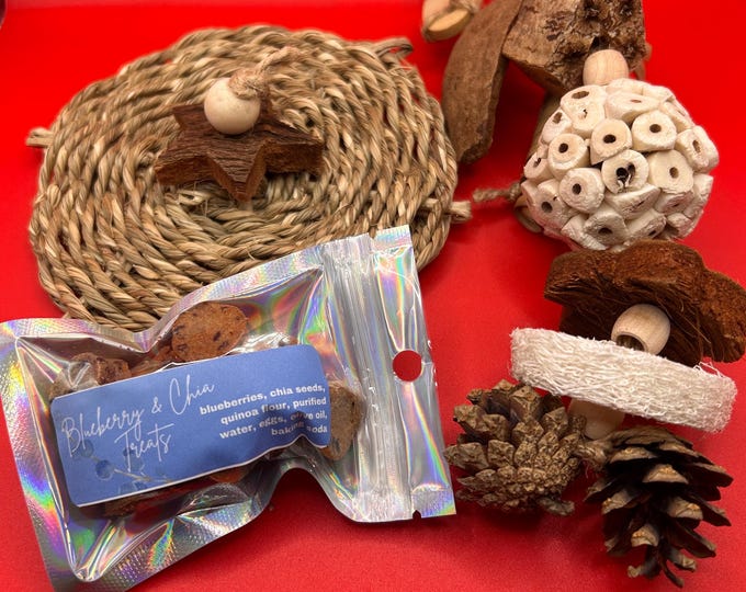 Small Animal Bundle with Toys and Treats, Kit for Rats, Rabbits, Guinea Pigs, Mice, Hamsters - Natural Enrichment