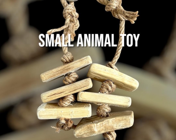 Hanging Driftwood Chew Small Animal Toy, just driftwood and jute string