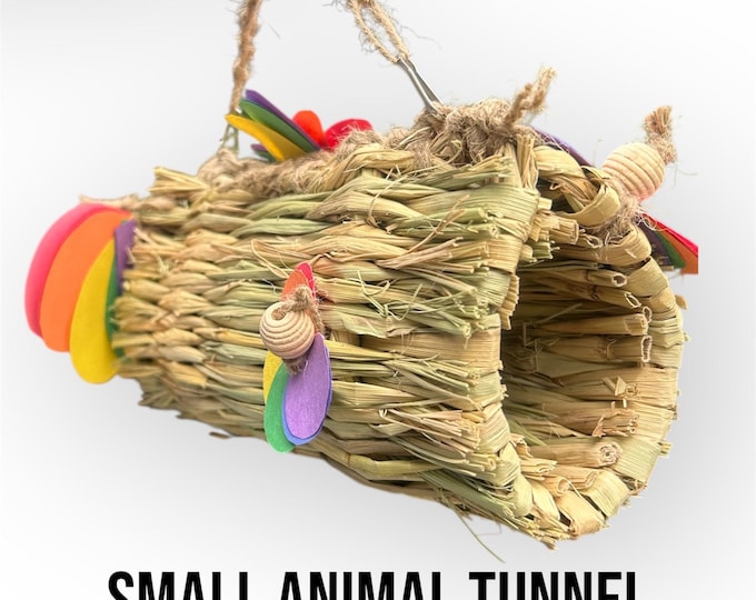 Natural Straw and Hay Tunnel, optional to hang with added clips