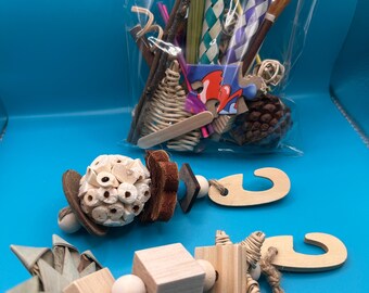 Small Animal Toy Bundle, Kit for Rats, Rabbits, Guinea Pigs, Mice, Hamsters - Natural Enrichment “Break My Boredom”