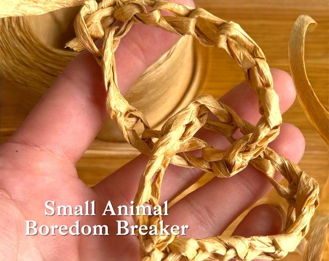 Raffia Garland for Small Animal Boredom Breaker - hangs in cage - natural palm leaf fiber ribbon for pets