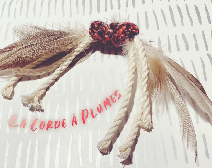 Rope Toy with Feathers for Cats and Kittens, natural cotton rope string toy