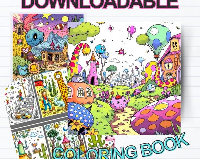 Imagination Station Coloring Book for overactive minds, includes abstract landscapes & creatures alike DIGITAL DOWNLOAD